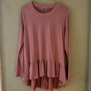 Dusty Pink Long Sleeve Peplum Blouse
